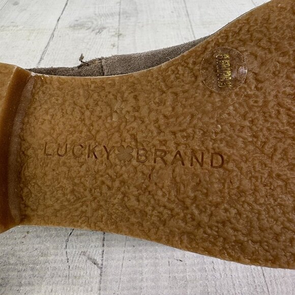 Lucky Brand GALLEY Taupe Leather Suede Low Heel Fringe Zip Ankle Boots Sz 8.5 M - Picture 14 of 16